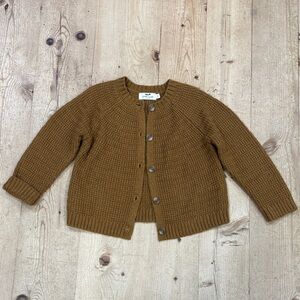 Cyrillus Paris Girls Sz 4 Knit Cardigan Button Sweater Cozy Light Brown Like New